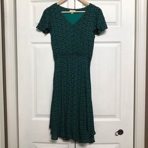 Merona Emerald Seashell Flutter Sleeve Flowy Dress